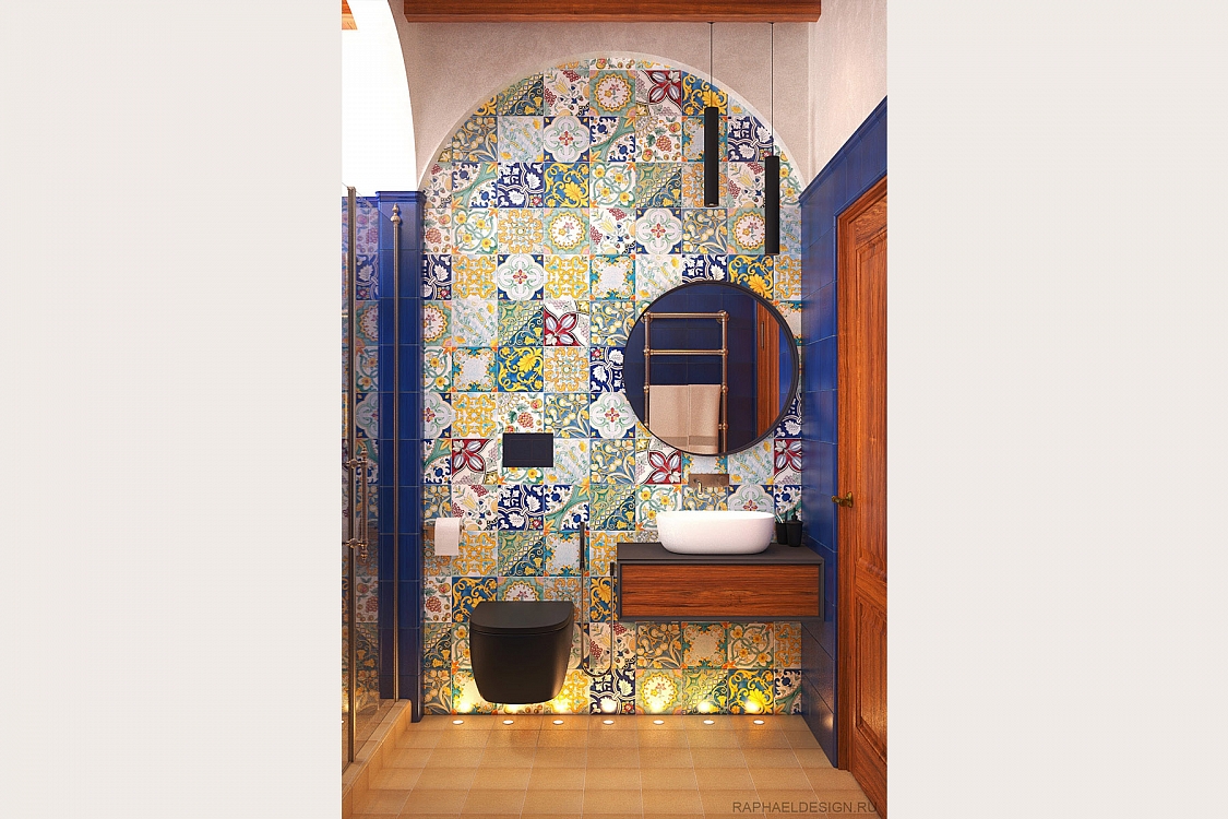 дизайн интерьера ванной в средиземноморском стиле фото