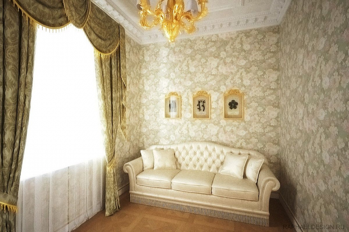 интерьер комнаты для гостей в классическом стиле фото