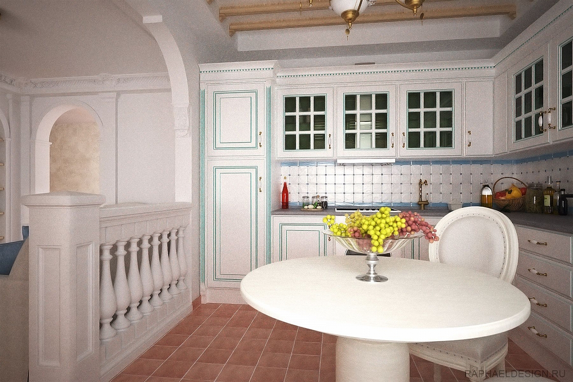 итальянский дизайн интерьера белой кухни фото